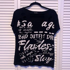 Heavily Distressed Black Savage Top